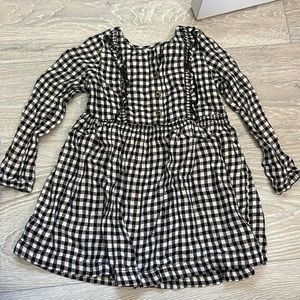 Cat & Jack Gold Black White Checkered Plaid Button Front Dress Toddler Girls 3T